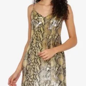 TOPSHOP metallic gold snakeskin mini dress, size 6, nwt!